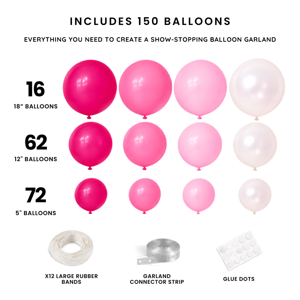 a group of pink and white balloons
