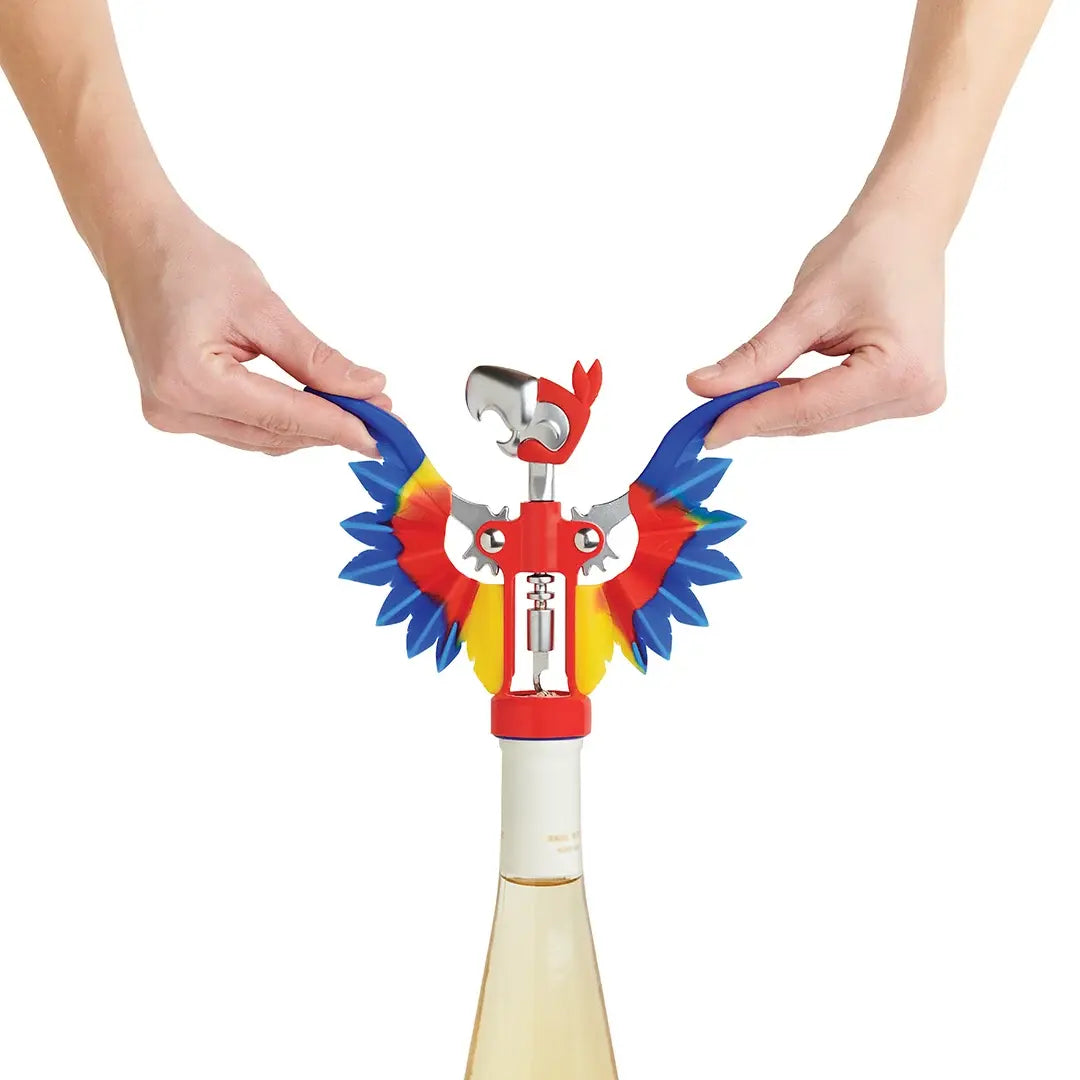 a person holding a corkscrew