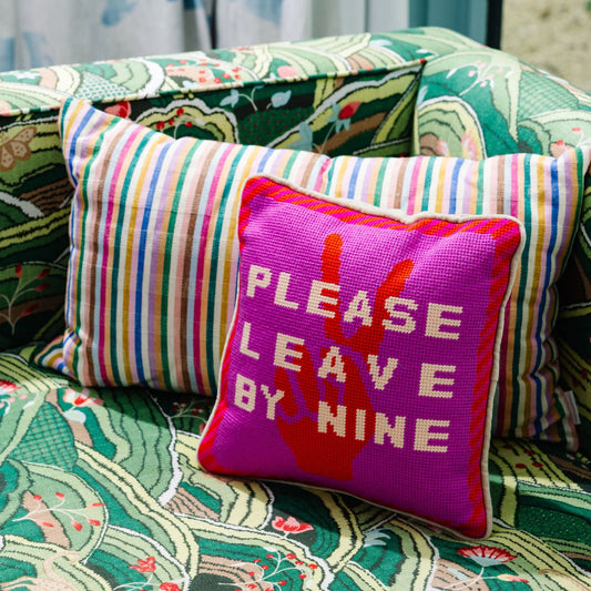 Leave by Nine Needlepoint Pillow