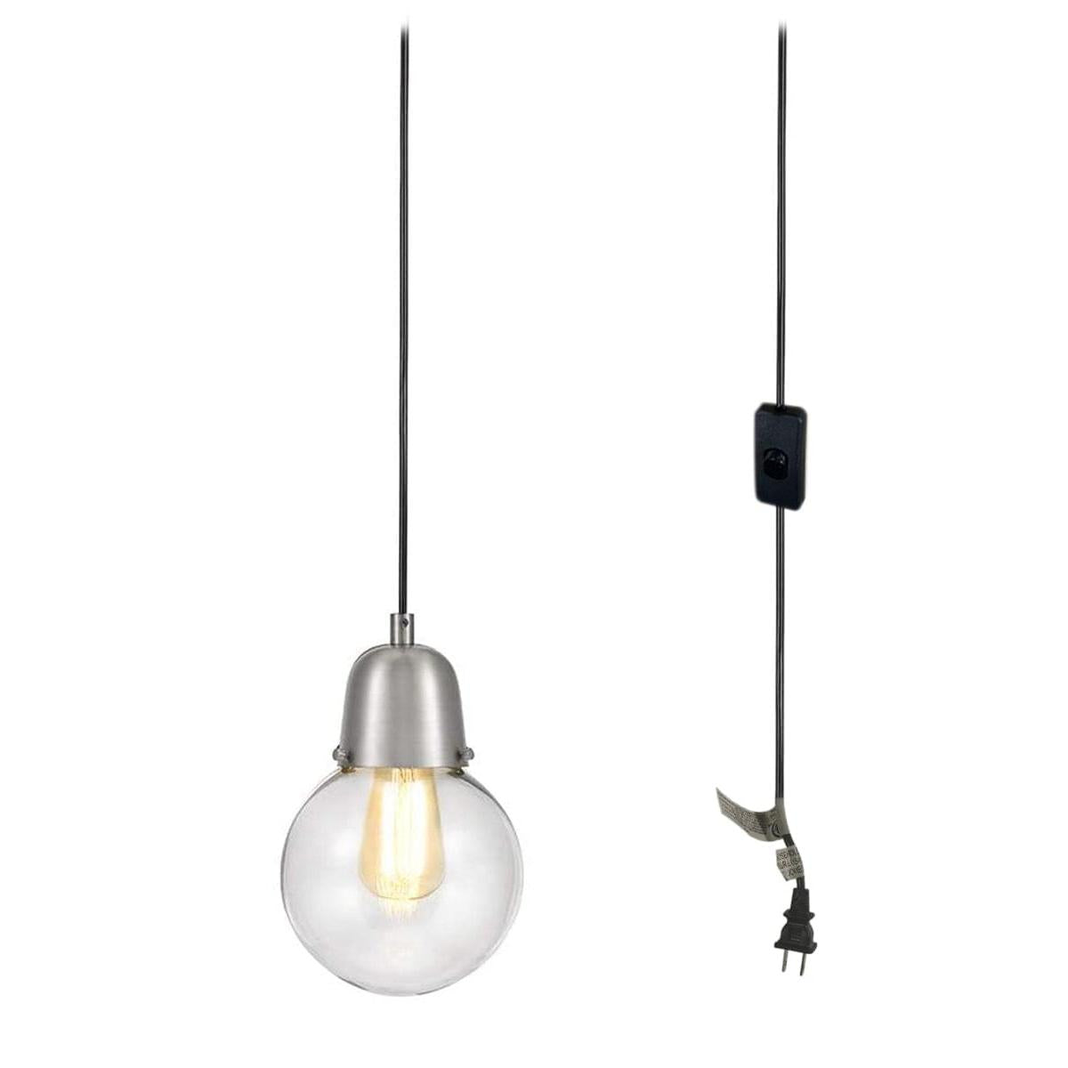 Plug-In Hanging LED Pendant Brushed Nickel Finish