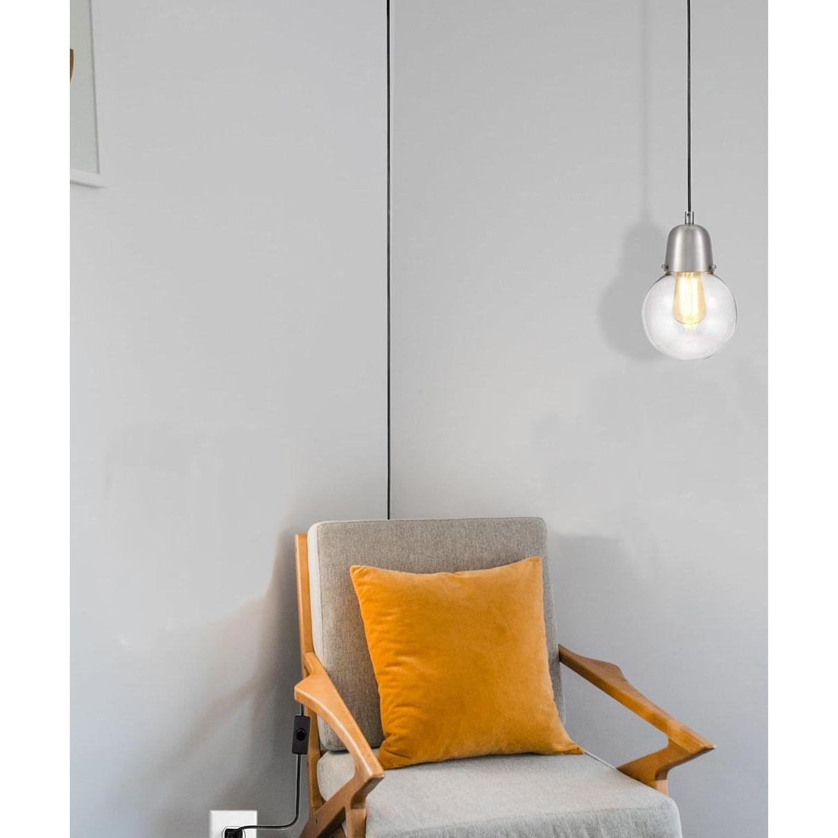 Plug-In Hanging LED Pendant Brushed Nickel Finish