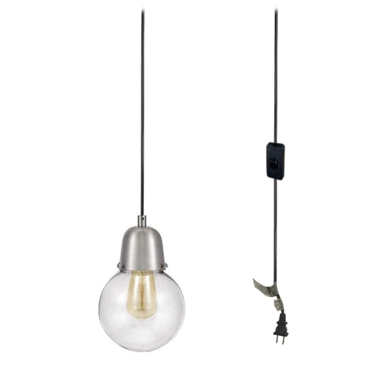 Plug-In Hanging LED Pendant Brushed Nickel Finish