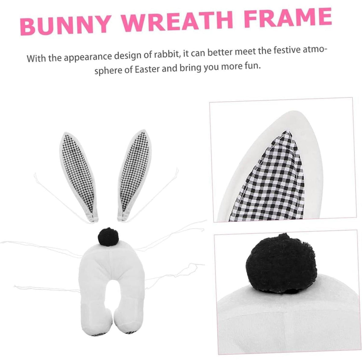 Plush Bunny Wreath Accent: Black & White