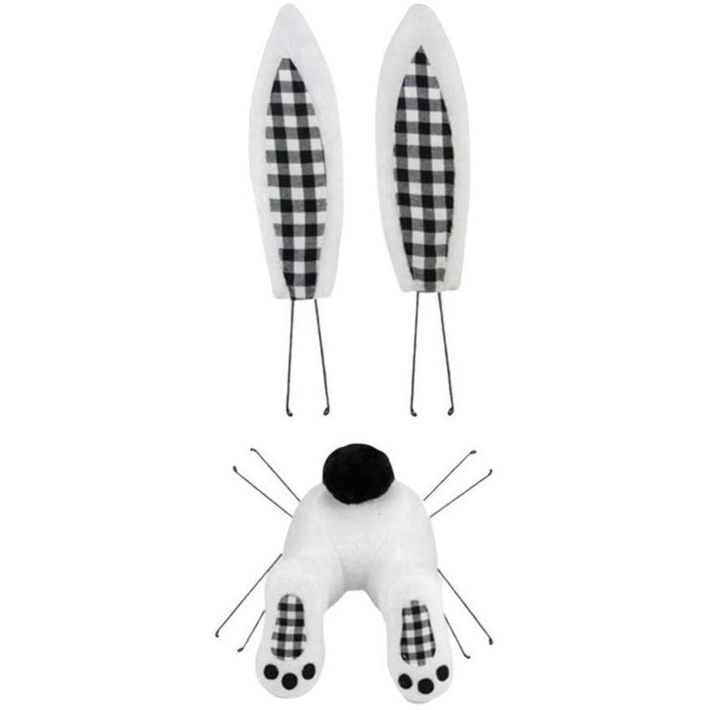 Plush Bunny Wreath Accent: Black & White
