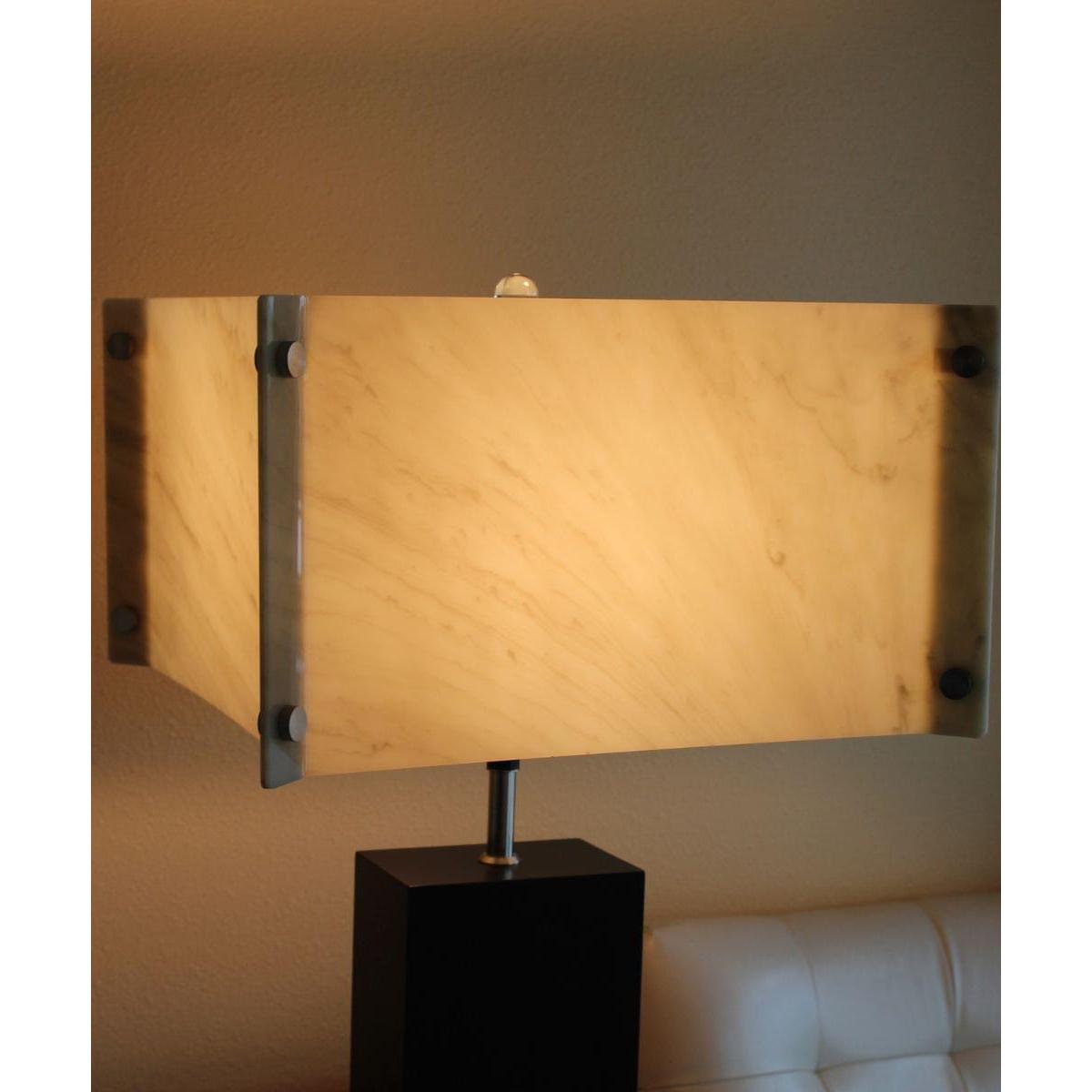 Pop Steady 15x15x9 Faux Marbled Alabaster Shallow Drum Square Lampshade