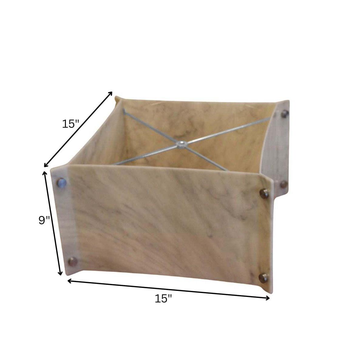 Pop Steady 15x15x9 Faux Marbled Alabaster Shallow Drum Square Lampshade