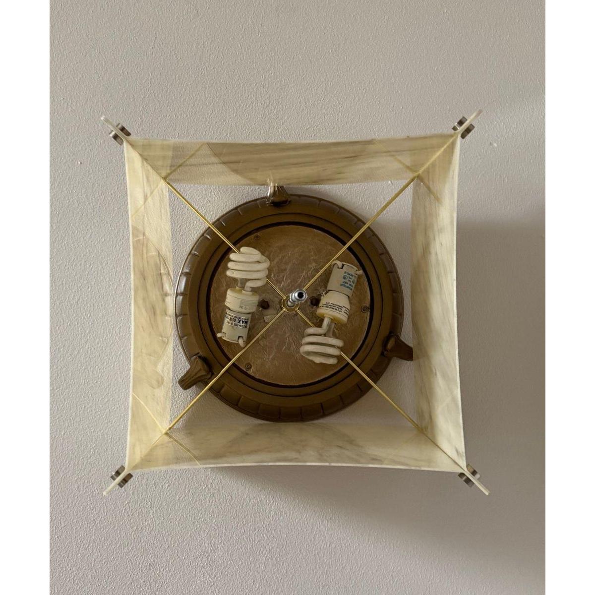 Pop Steady Flush Mount Conversion Kit 16"w Faux Marbled Alabaster Shade