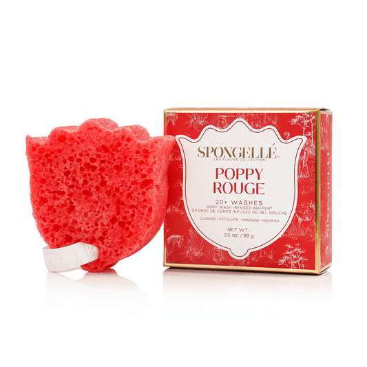 a red sponge next to a box