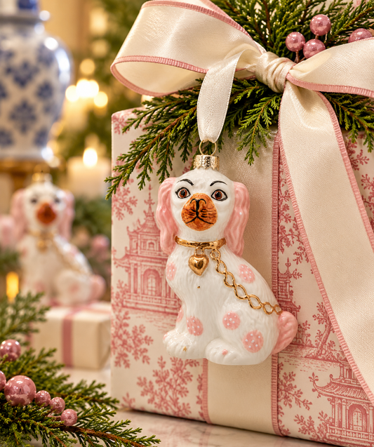 Box of 4 Pink Staffordshire Dog Gift Topper