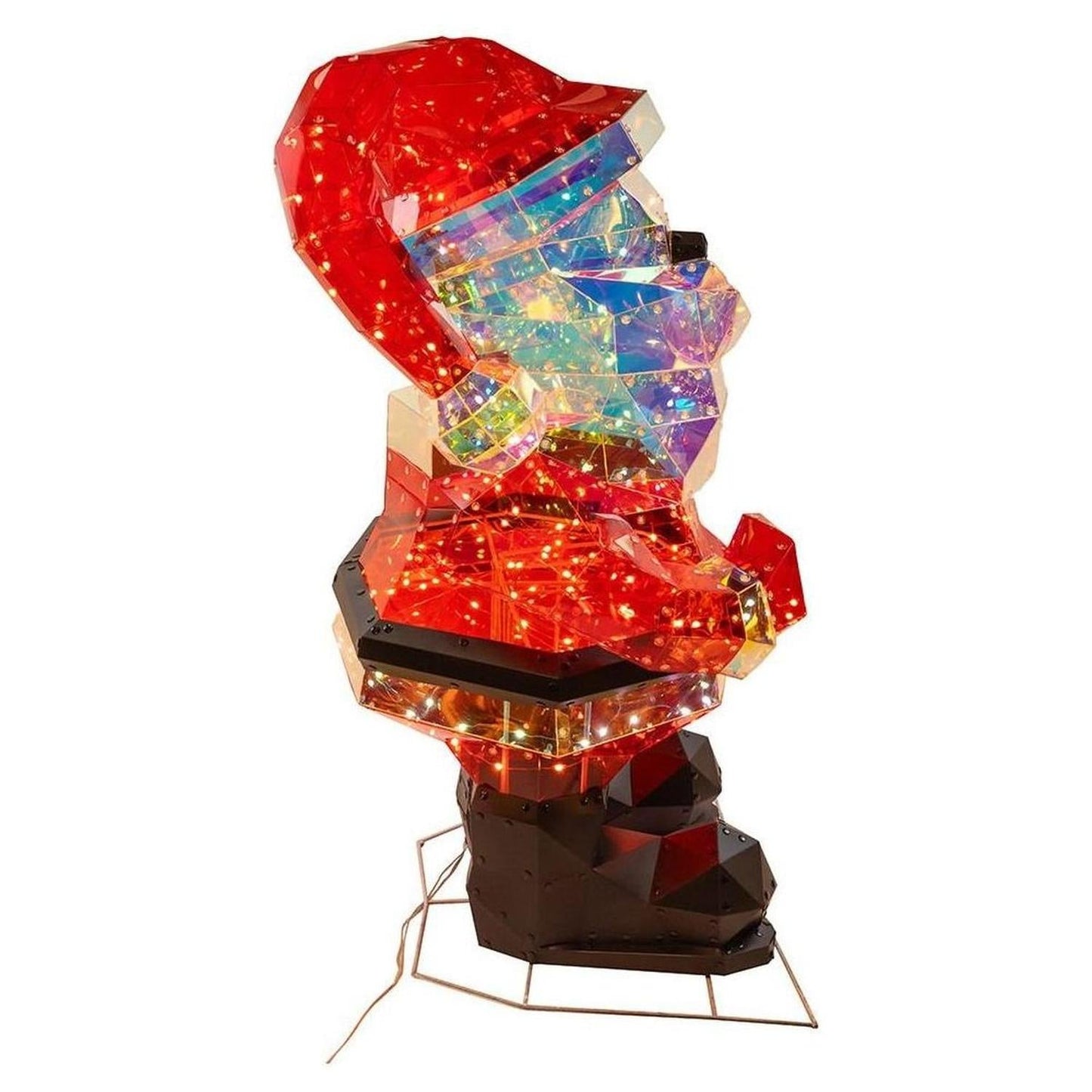 Pre-Lit Warm White LED Multifunction Holographic Santa