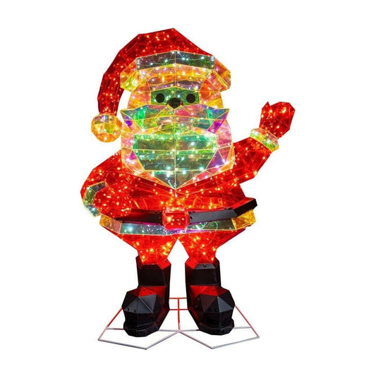 Pre-Lit Warm White LED Multifunction Holographic Santa