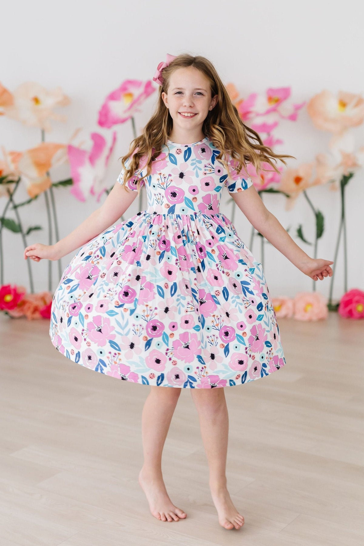 a girl in a dress