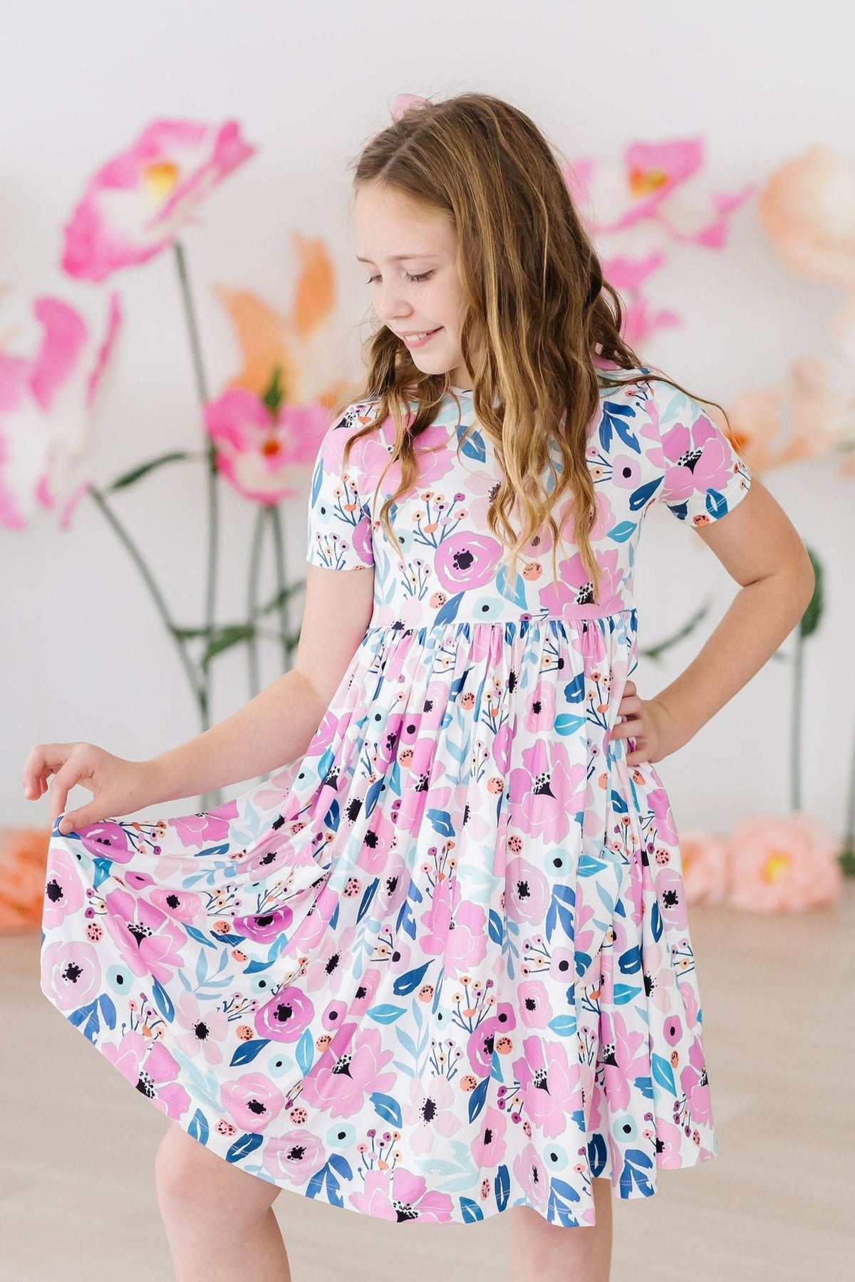 a girl in a dress