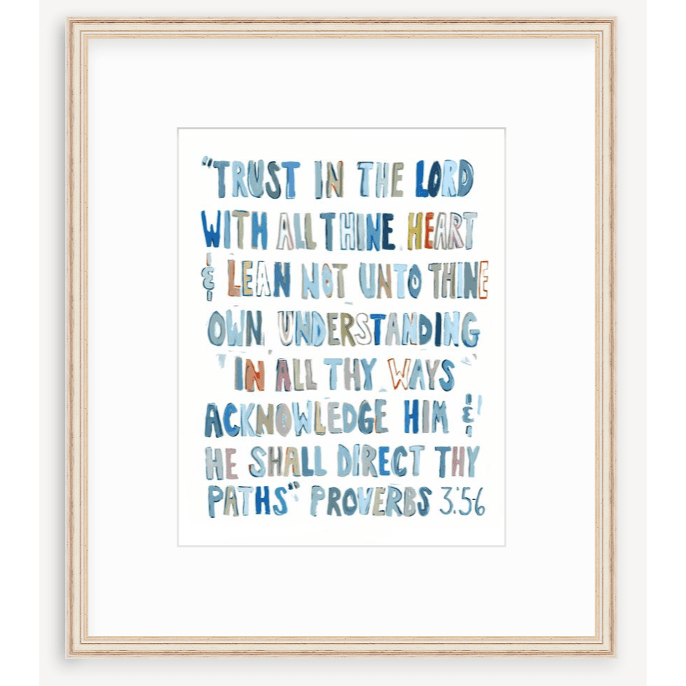 Proverbs 3: 5-6 Blues Bible Verse Fine Art Print