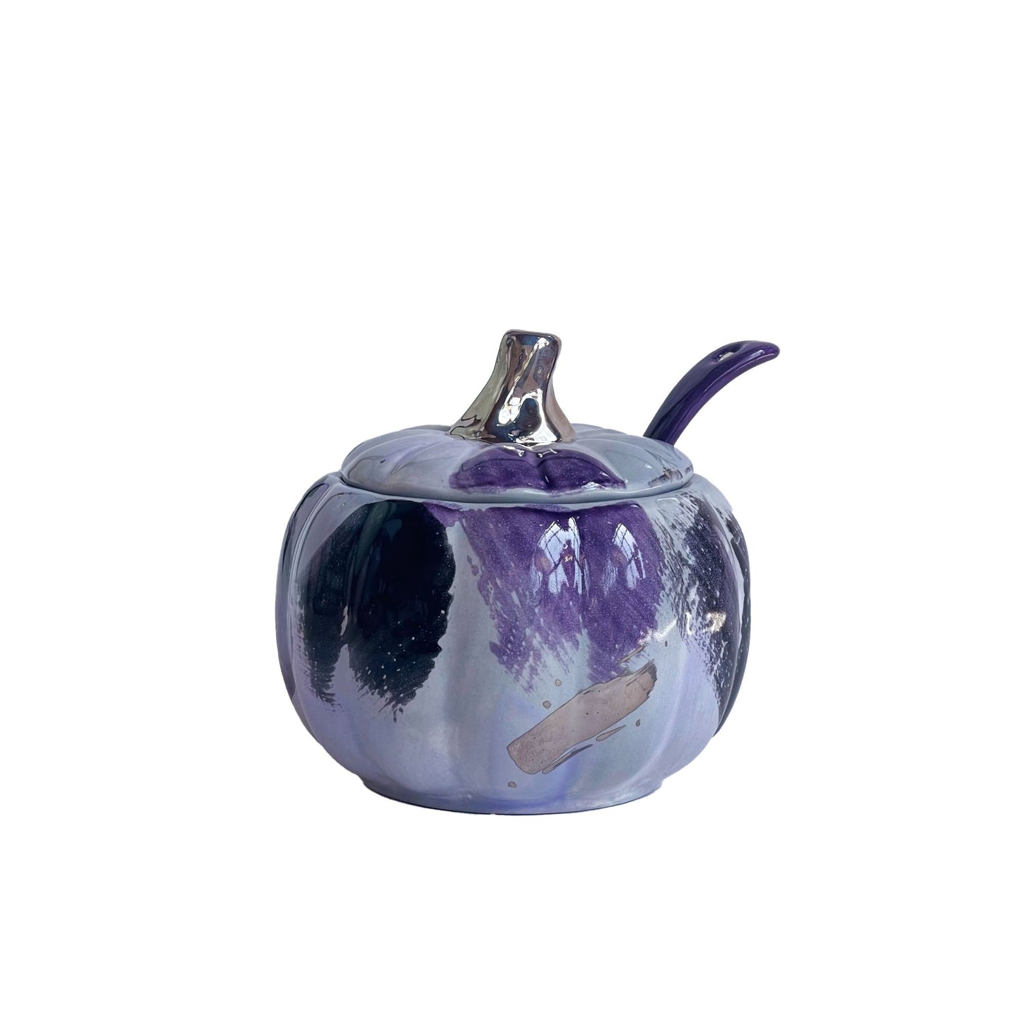 Pumpkin Sugar Pot, Spoon, and Creamer