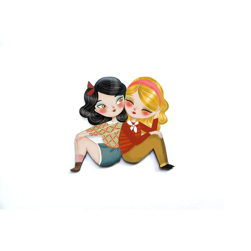 Puzzle with brunette girl brooch by Laliblue
