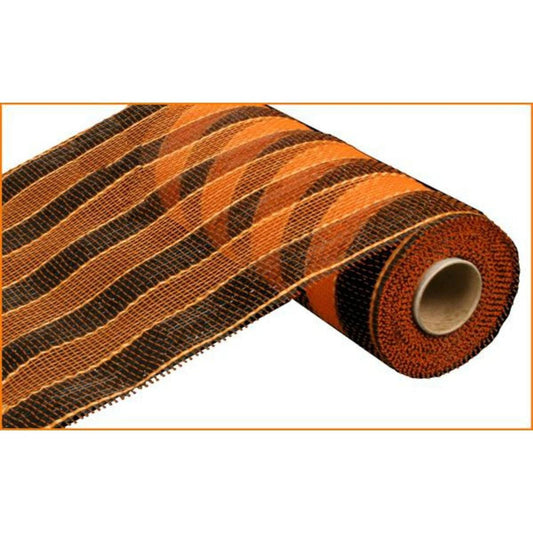 10" Poly Deco Mesh Ribbon: Orange and Black Stripes