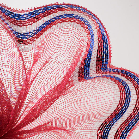 10" Border Stripe Metallic Mesh Ribbon: Red/White/Blue (10 Yards)