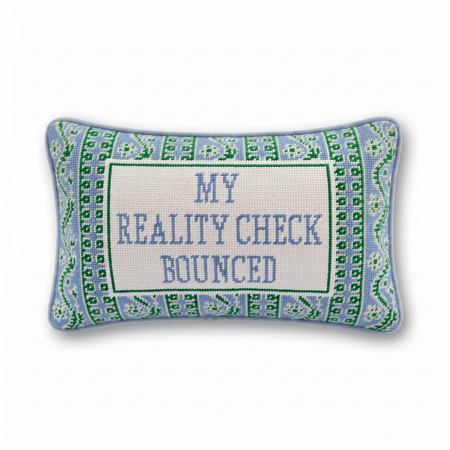 Reality Check Needlepoint Pillow