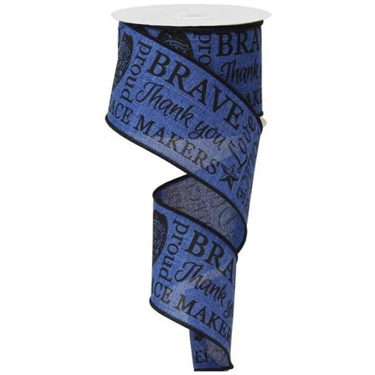 2.5" Police Support Ribbon: Black & Royal Blue  (10 Yards)