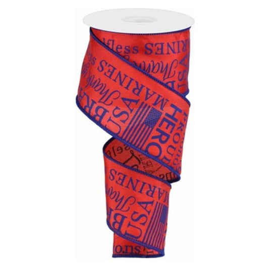 2.5" United States Marine Ribbon: Red & Blue (10 Yards)