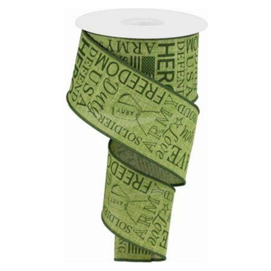 2.5" United States Army Ribbon: Army Green (10 Yards)