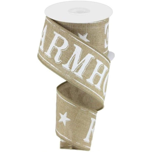 2.5" Farmhouse Royal Ribbon: Natural (10 Yards)