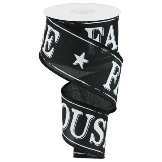 2.5" Farmhouse Royal Ribbon: Black (10 Yards)