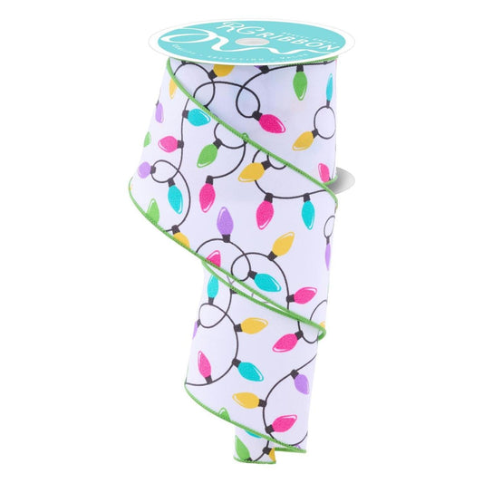 2.5" Christmas Lights Ribbon: Pastel (10 Yards)