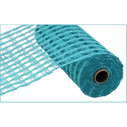 10" Poly Burlap Check Mesh Ribbon: Turquoise (10 Yards)