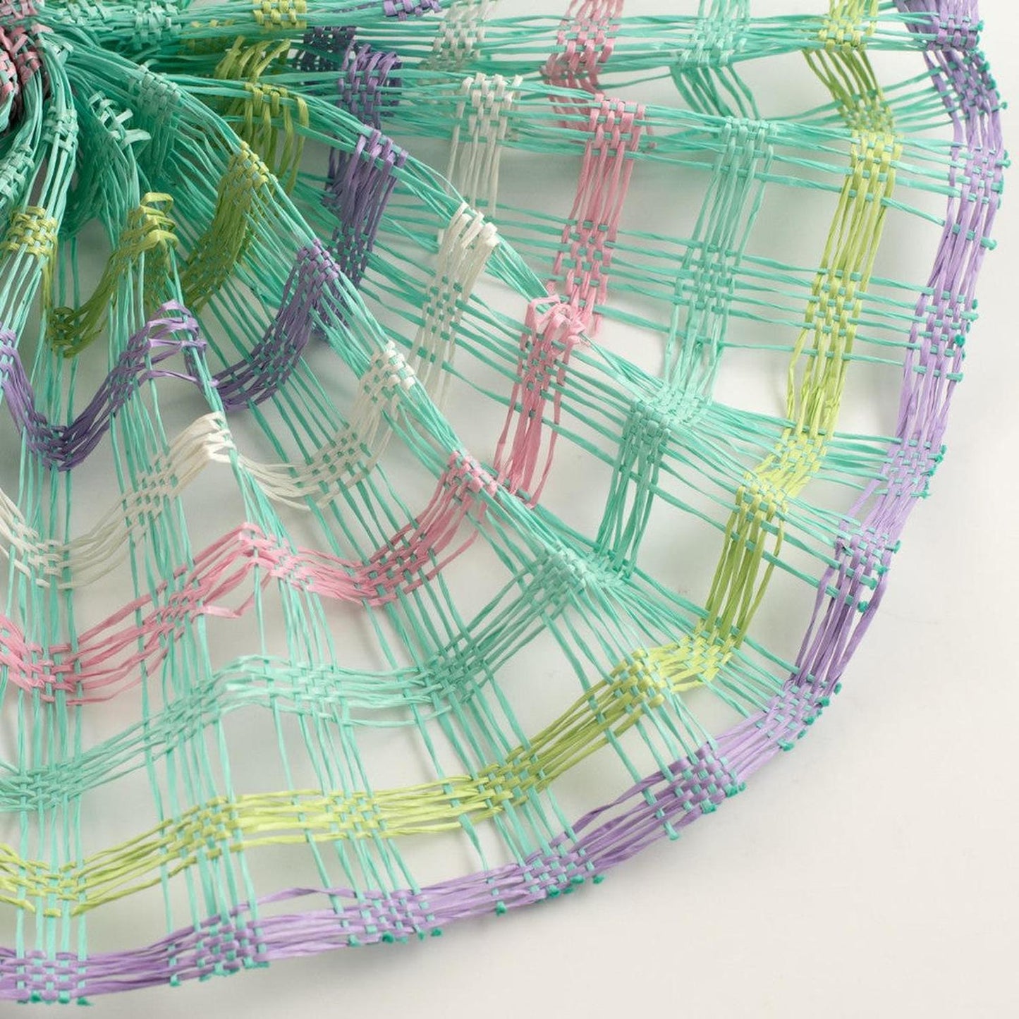 10" Plaid Poly Burlap Mesh Ribbon: Mint/White/Pink