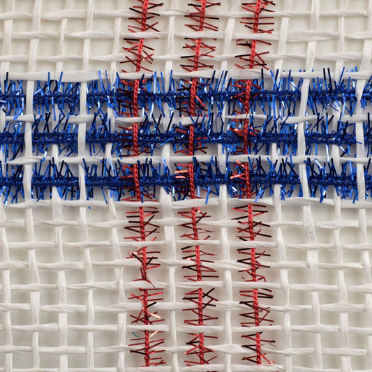 10" Poly Burlap Mesh Ribbon: Patriotic Tinsel Check
