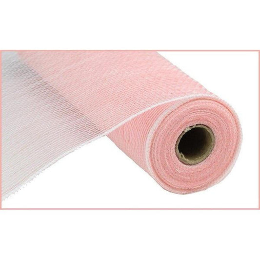 10.25" Iridescent Foil Mesh Ribbon: Pastel Coral & White (10 Yards)