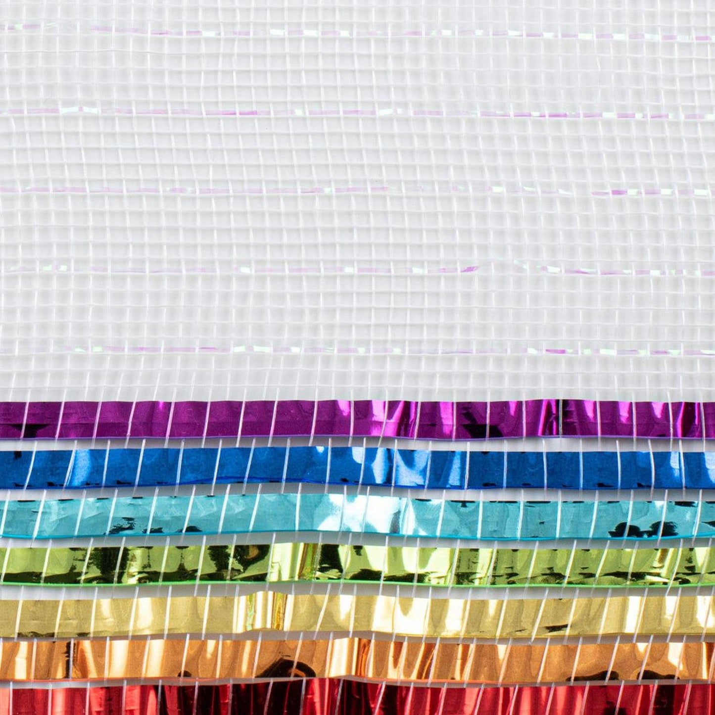 10" Metallic Foil Border Mesh Ribbon: Rainbow (10 Yards)