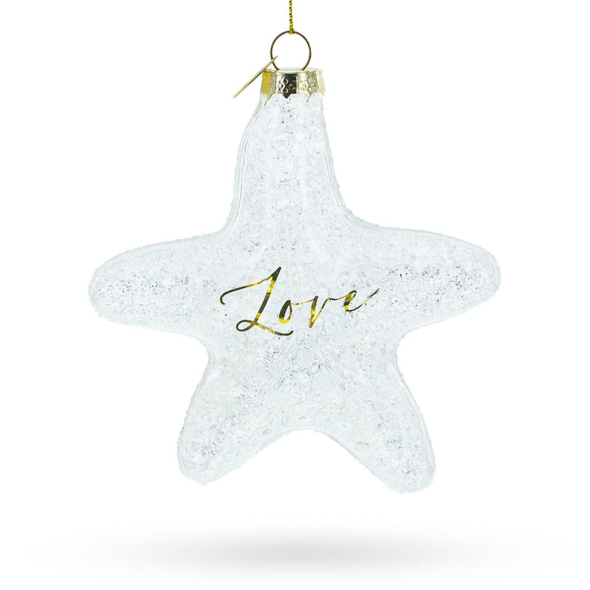 Radiant White Star "Love" Glass Christmas Ornament