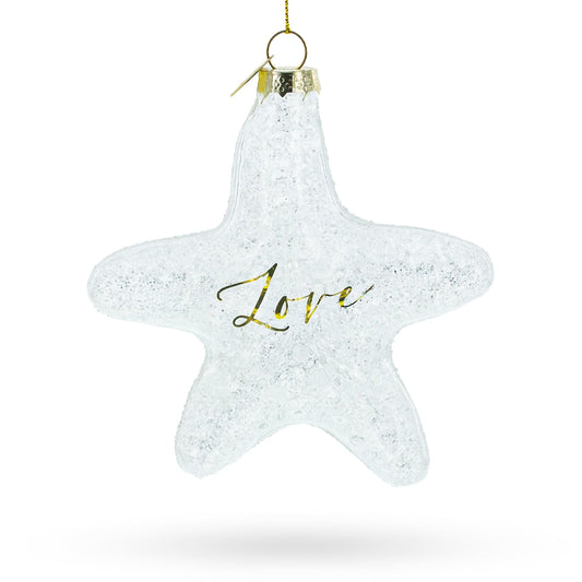 Radiant White Star "Love" Glass Christmas Ornament
