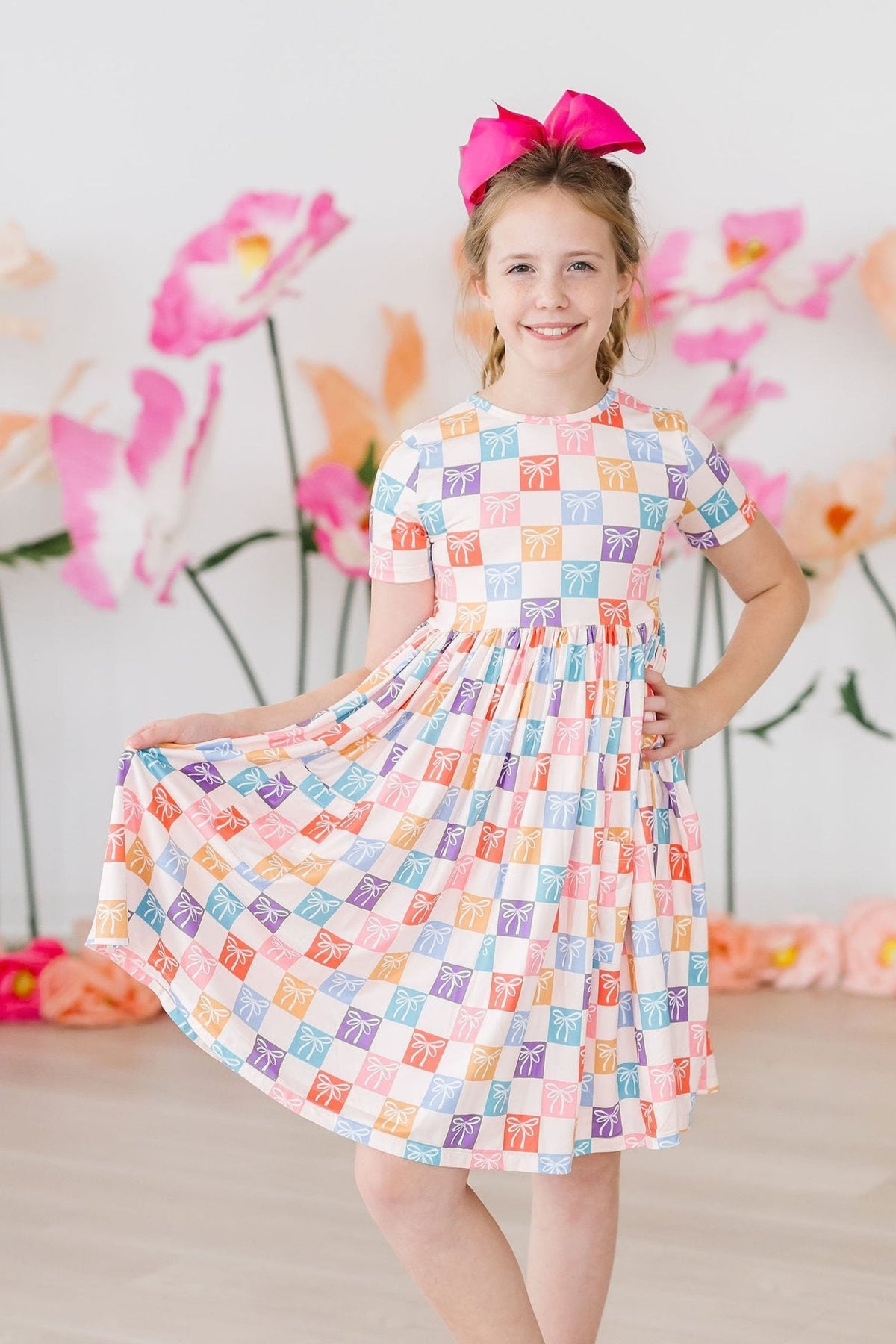 a girl in a dress