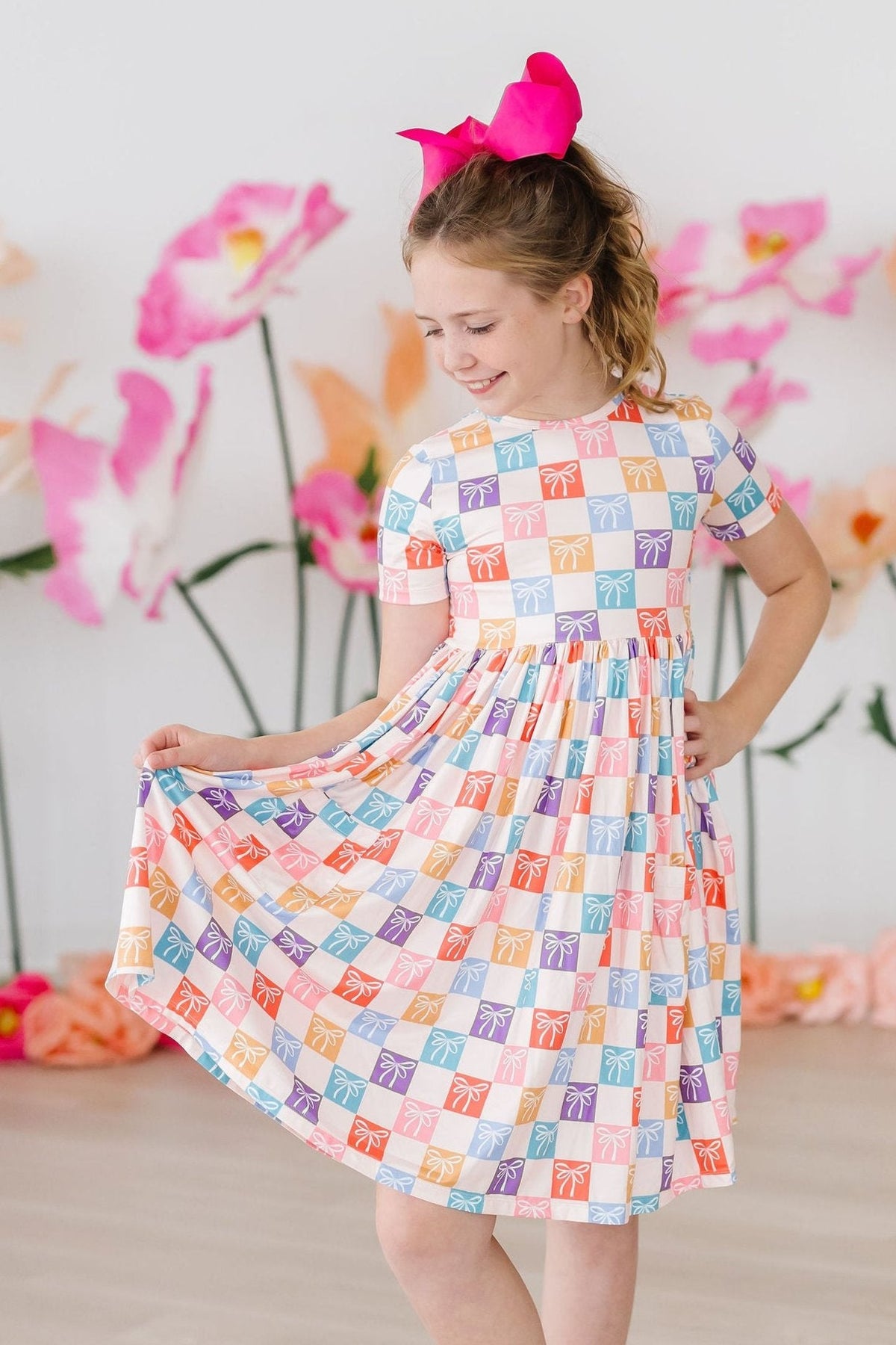 a girl in a dress