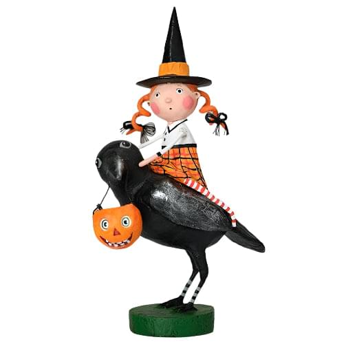 Raven's Flight Halloween Figurine by Lori Mitchell — 7.5-Inch Poly Resin Folk Art Collectible