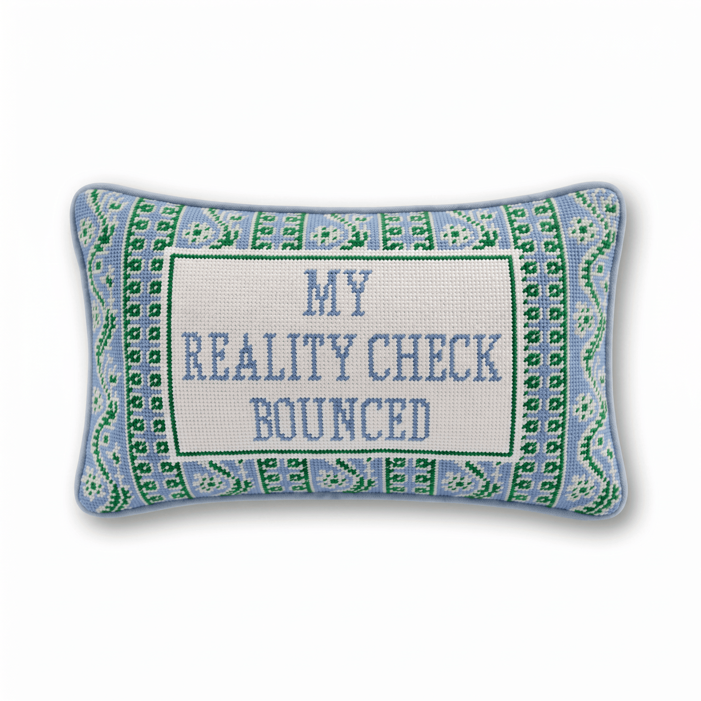 Reality Check Needlepoint Pillow