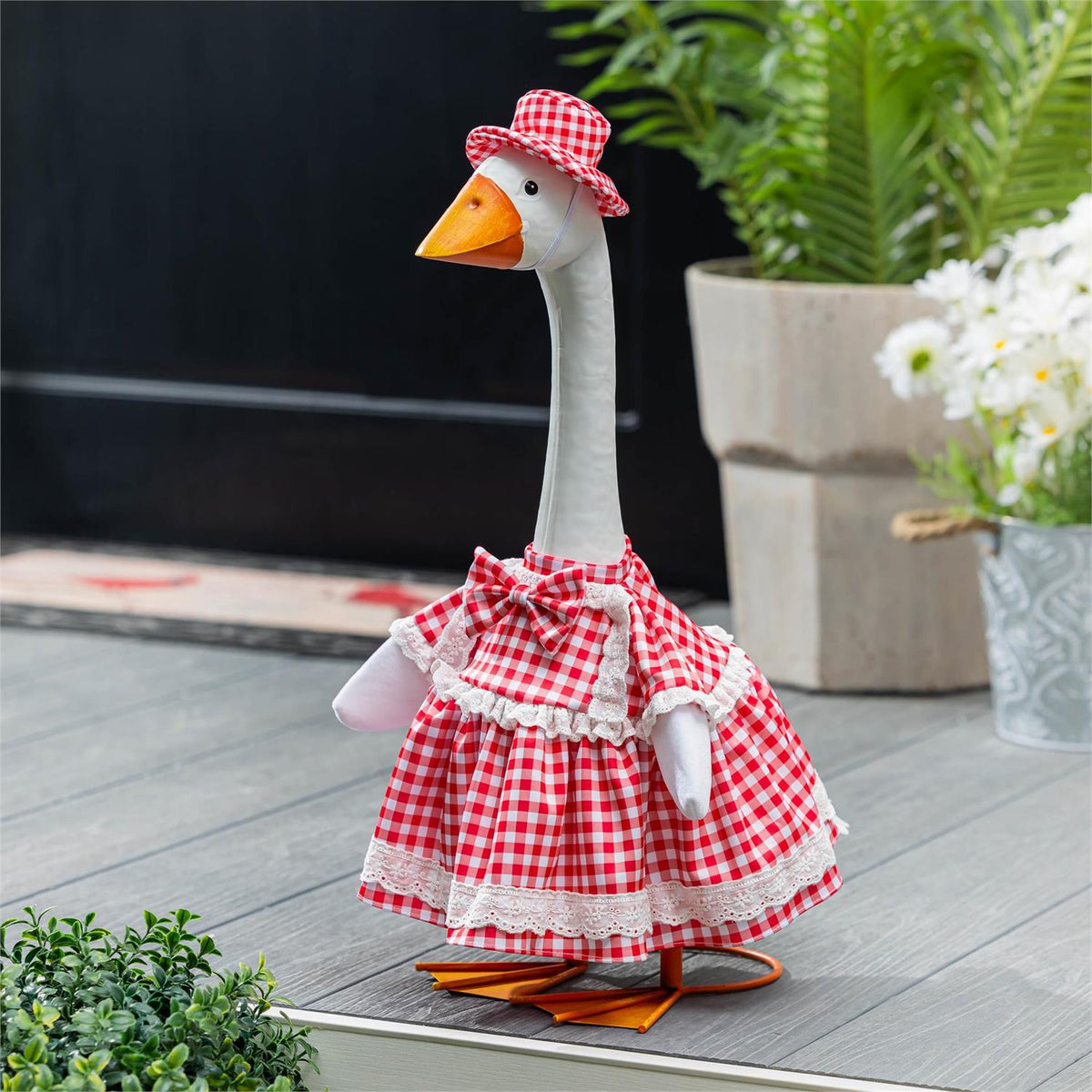 Red Gingham Dress Porch Goose Outfit