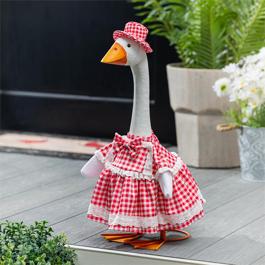 Red Gingham Dress Porch Goose Outfit