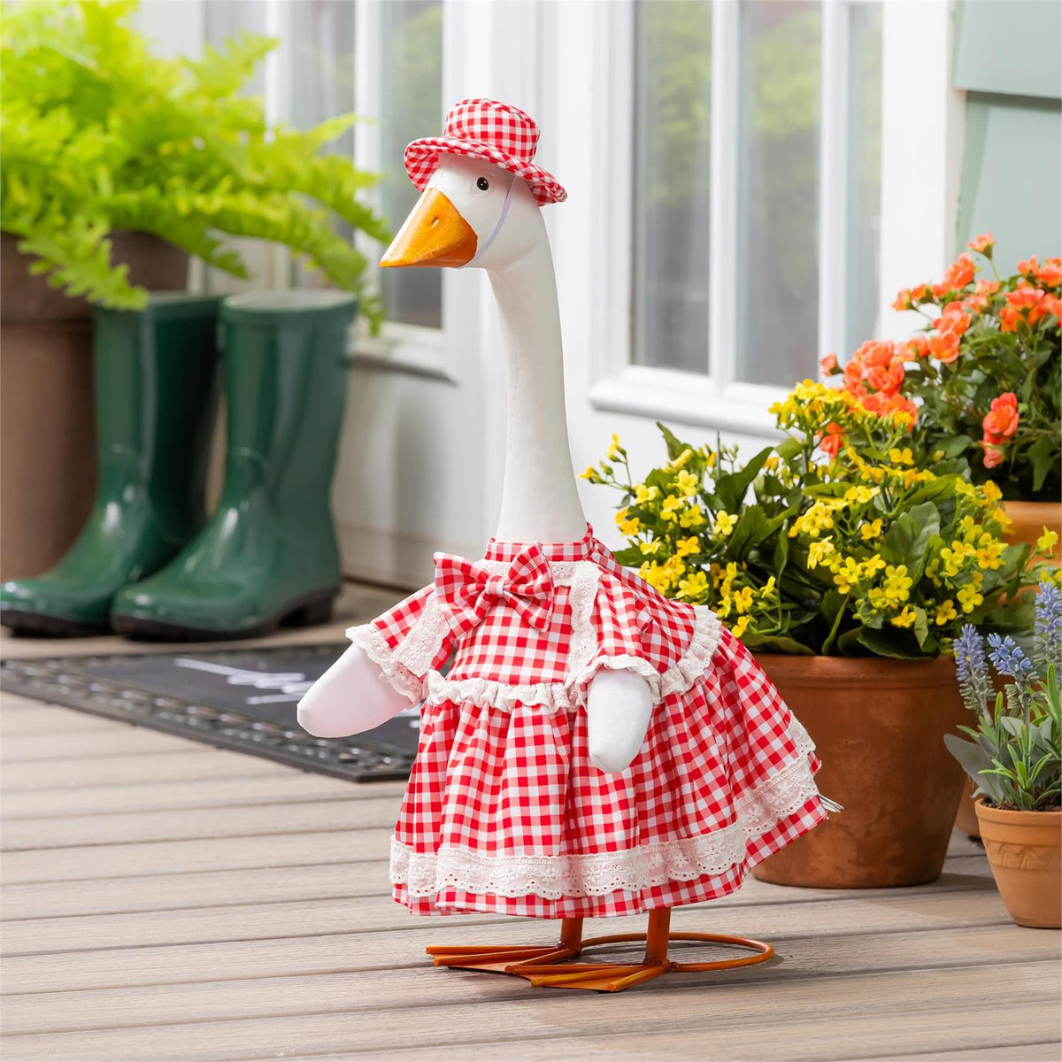 Red Gingham Dress Porch Goose Outfit