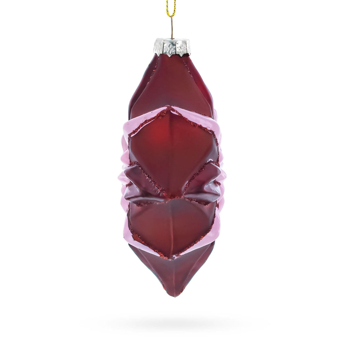 Red Starburst with Beaded Hanger Accent Glass Christmas Ornament