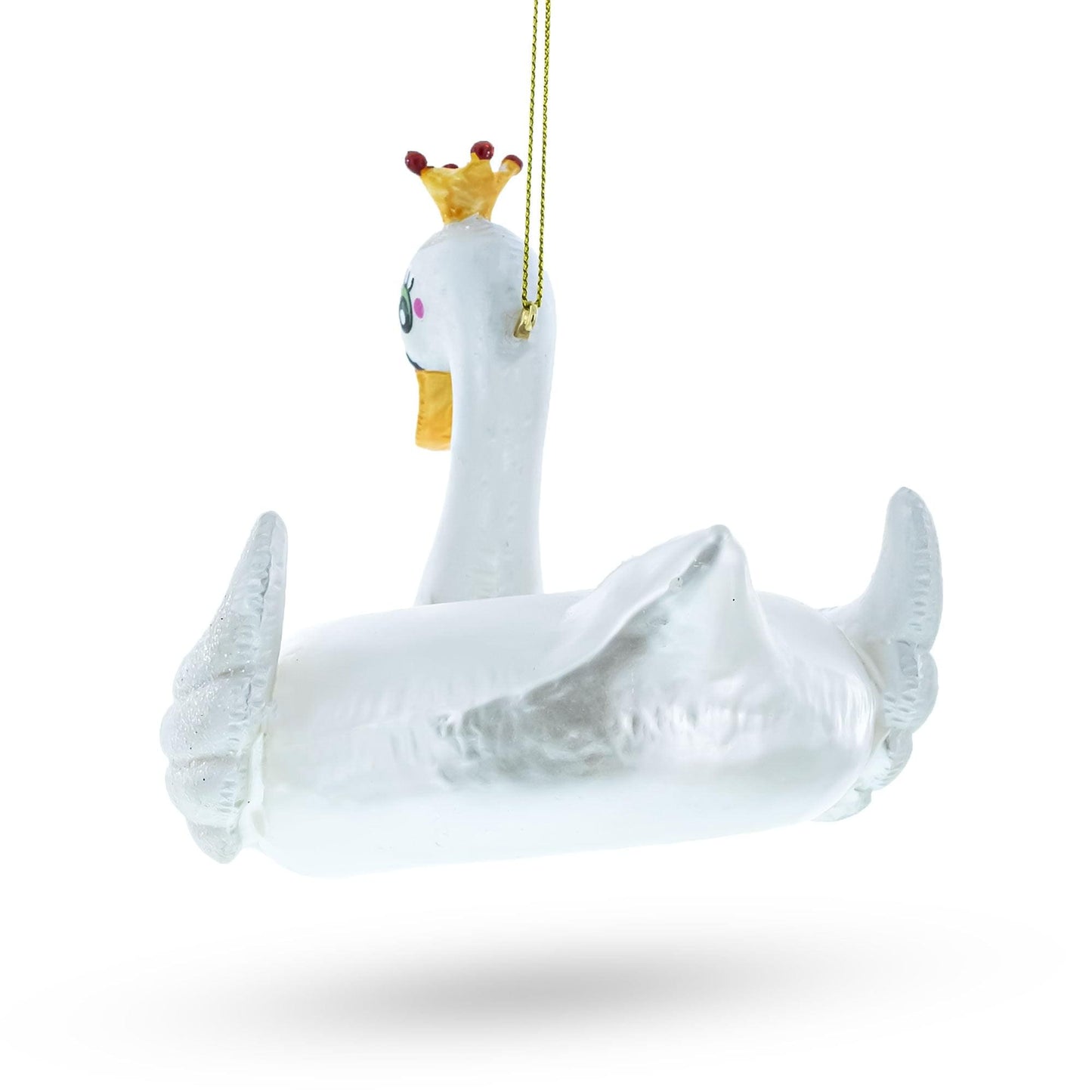 Regal Swan Floatie Queen Glass Christmas Ornament