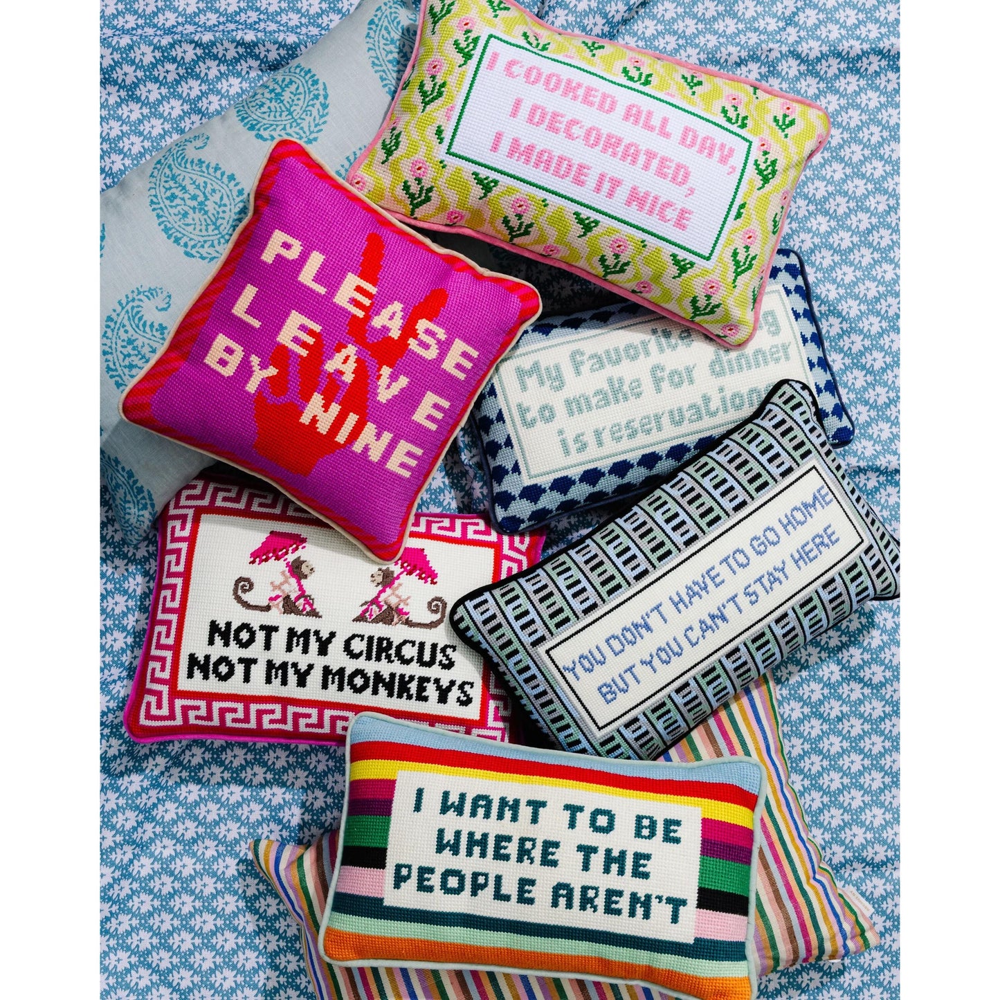 Leave by Nine Needlepoint Pillow