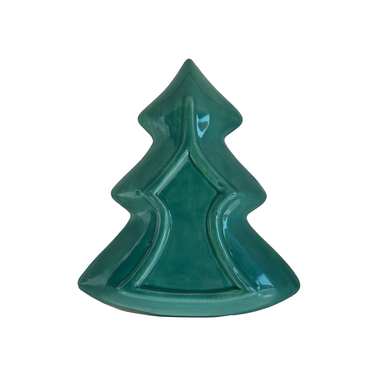 Retro Christmas Tree Dish with 22k Gold Accents