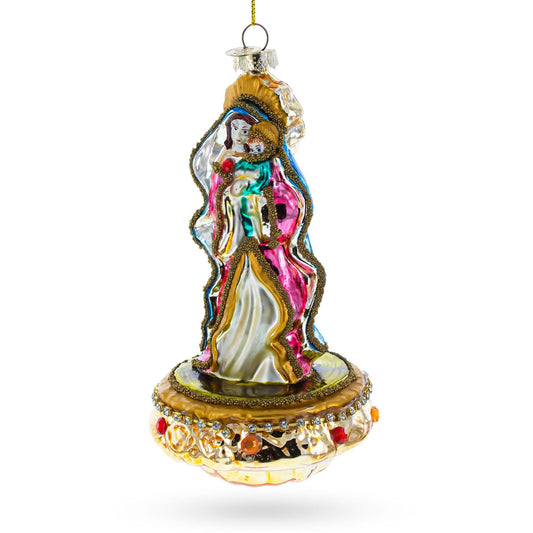 Reverent Virgin Mary with Baby Jesus Glass Christmas Ornament