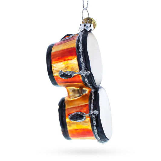 Rhythmic Bongo Drums Glass Christmas Ornament