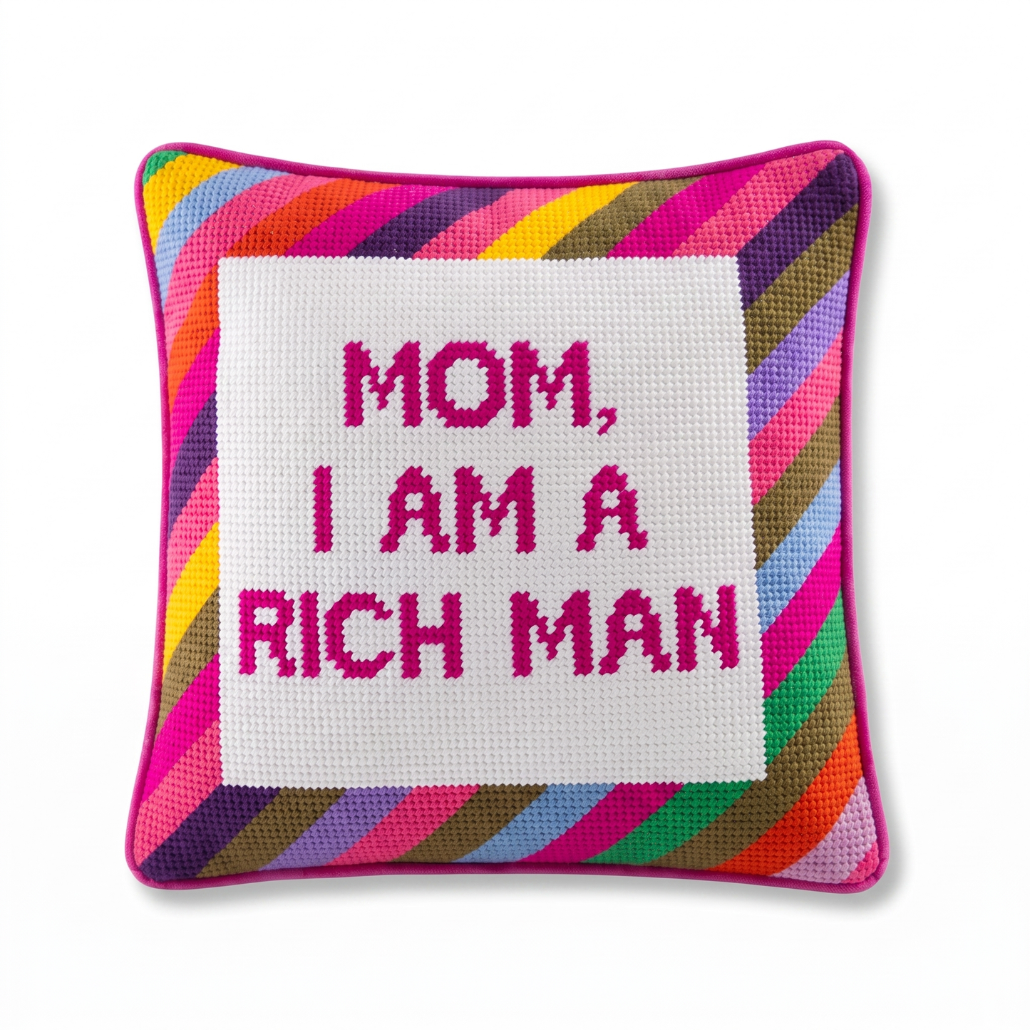 Rich Man Needlepoint Pillow
